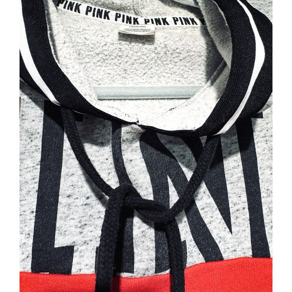 Pink Victoria's Secret Colorblock Pullover Hoodie Red,Gray,Black,White Women's L - Picture 4 of 7